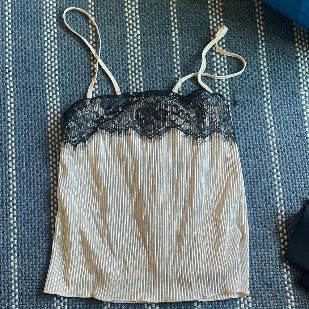 Leyden Beige and Black Lace Camisole